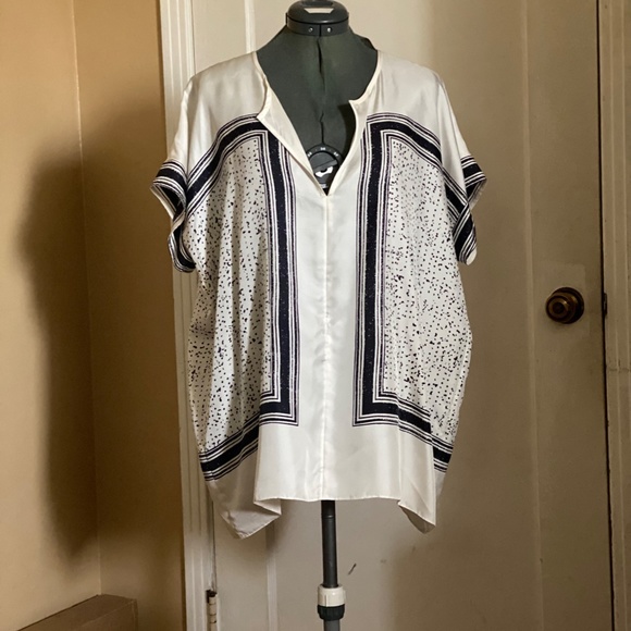 Vince Silk Popover Tunic Blouse Top Cover-up Resort Generous Oversized Plus XL - Picture 6 of 10